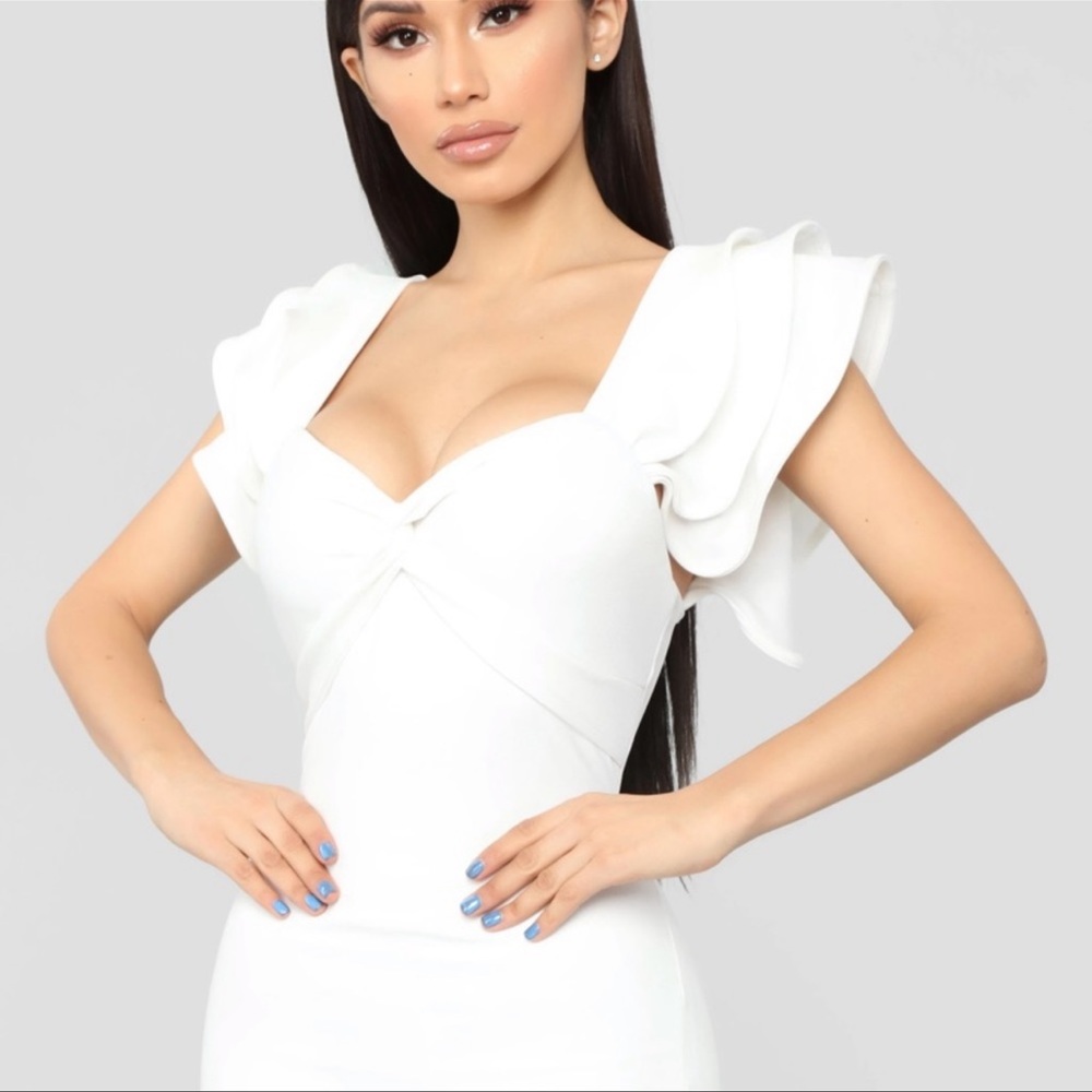 NWT Fashion Nova white twist front dress - Picture 2 of 8